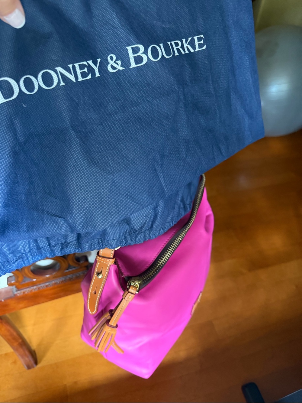 Dooney & Bourke Fuchsia Shoulder Bag with Tan Trim